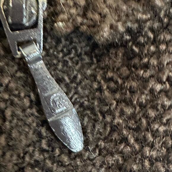 Cop. Copine Brown Patch Pocket Side Zipper Funky Sweater with Hood sz L - Picture 7 of 11